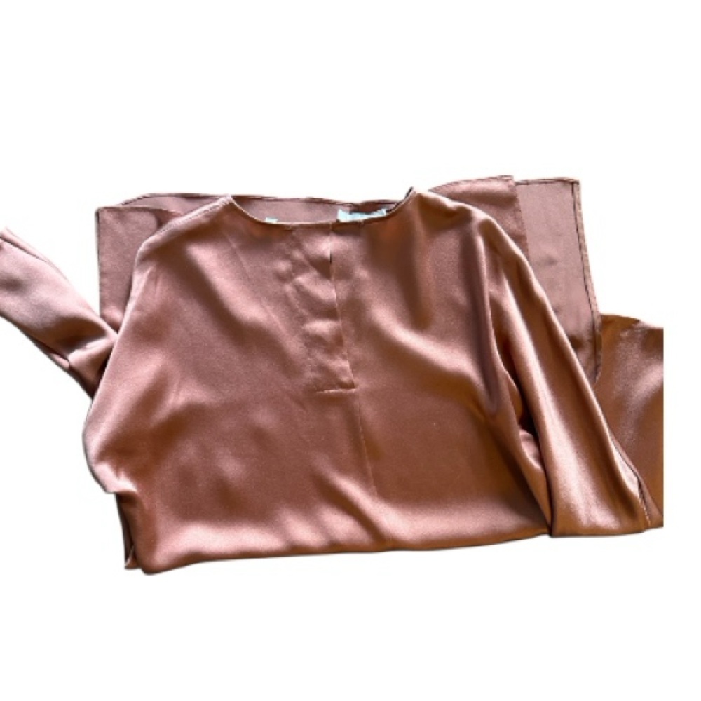 Vince Satin Silk Tunic Top in Terracotta‎ - Picture 6 of 8